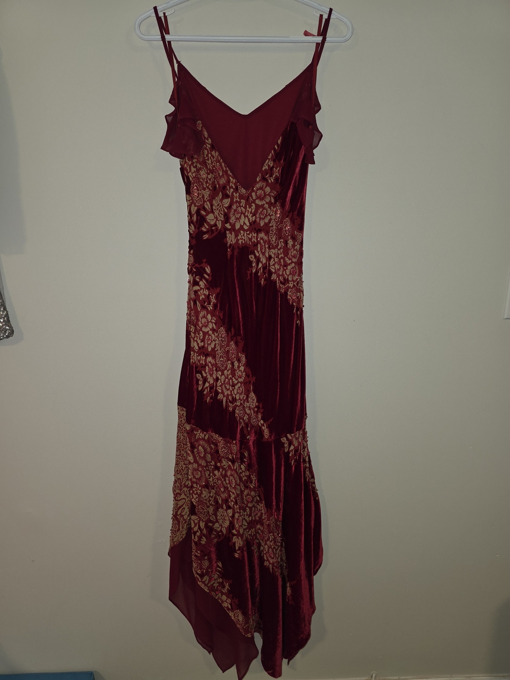VTG Sue Wong Nocturne 90s Y2K Devoré Velvet Silk Hankerchief Fairy Midi Dress - Picture 6 of 10